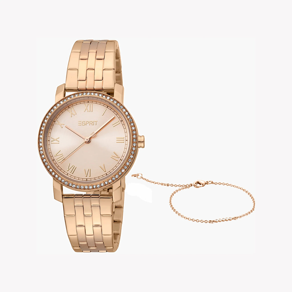 ESPRIT Women's Watch with Rose Gold Stainless Steel Case and Rose Gold Stainless Steel Band