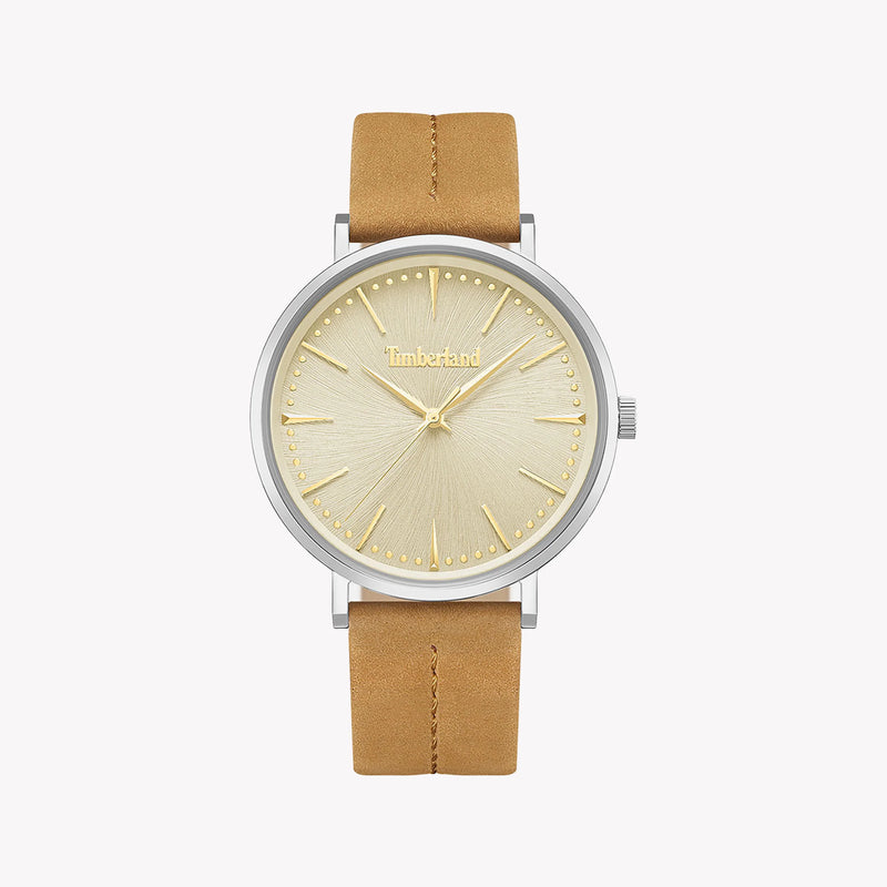 Timberland Men's Brown Leather Watch, Silver Stainless Steel | Tdwga0029201 by i-watch