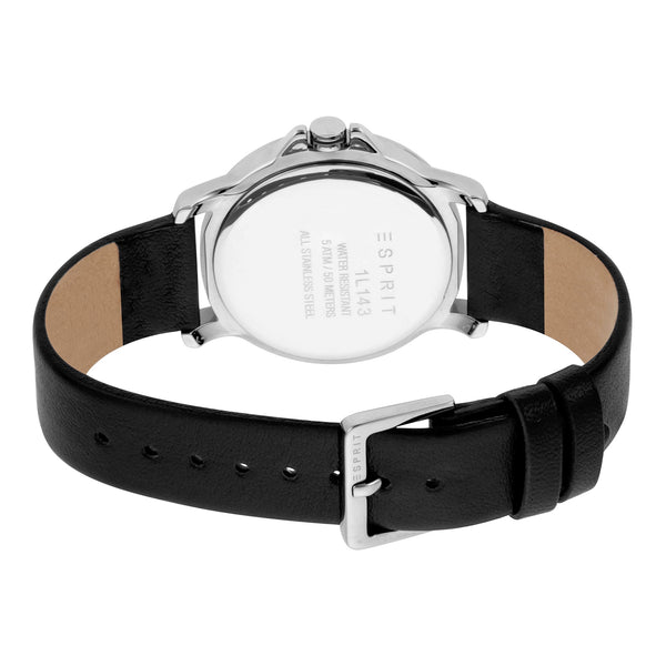 Esprit Women's Watch With Silver Stainless Steel Case And Black Leather Band by i-watch