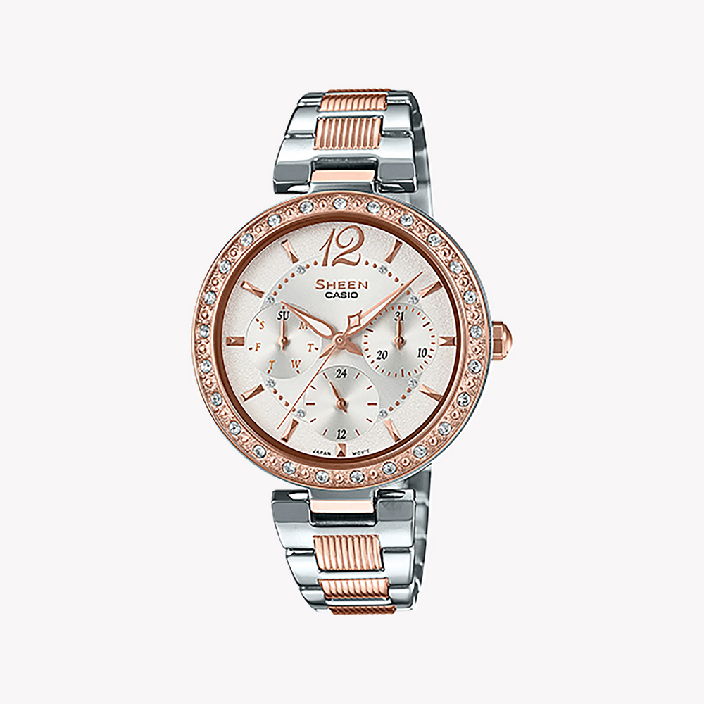 Casio She-3065spg-7audf Elegant Sporty Chic - Women's Rose Gold & Silver Stainless Steel Watch by i-watch