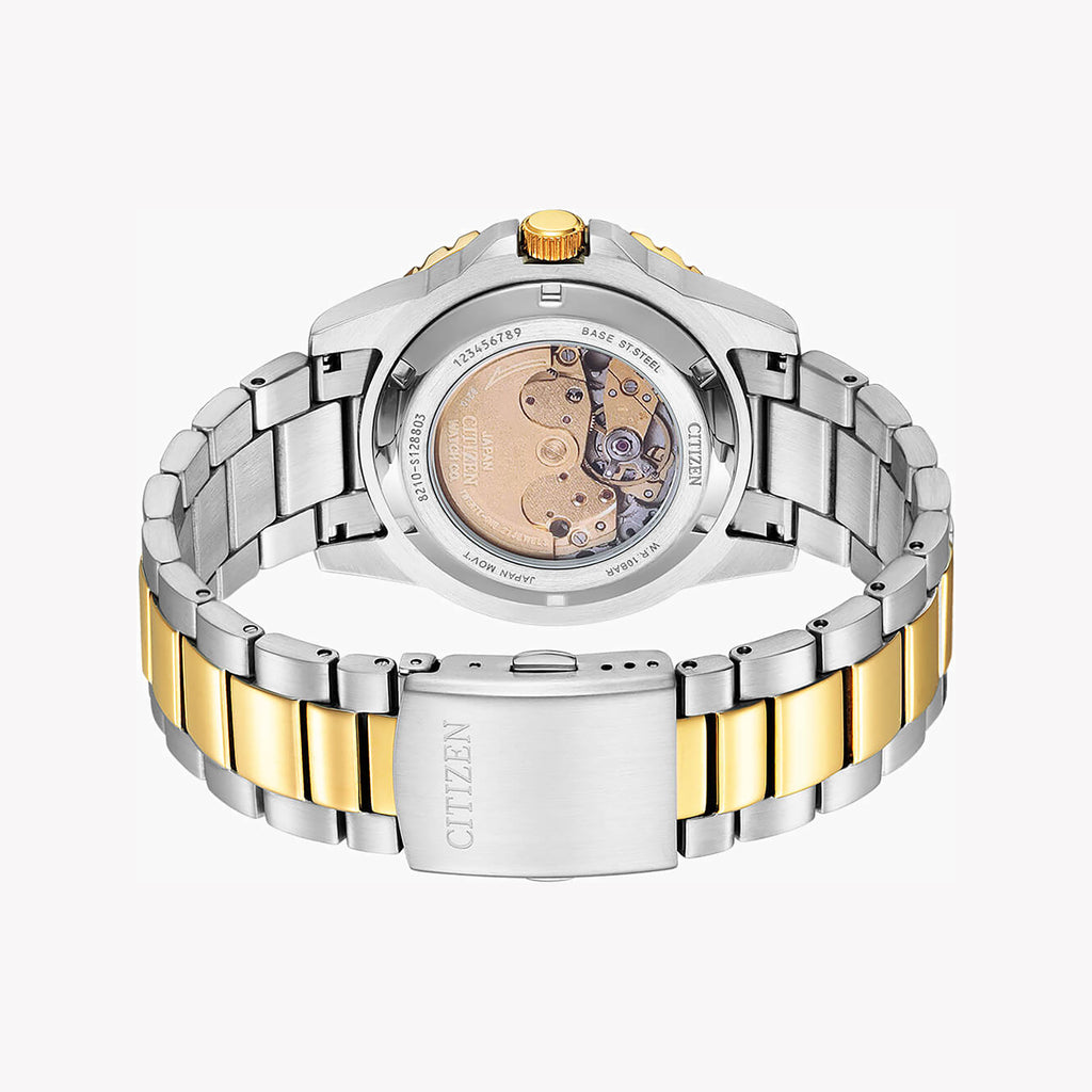 CITIZEN NJ0174-82L - STRIKING BLUE DIAL MEN'S AUTOMATIC WATCH WITH STAINLESS STEEL & GOLD BAND-i-Watch-2