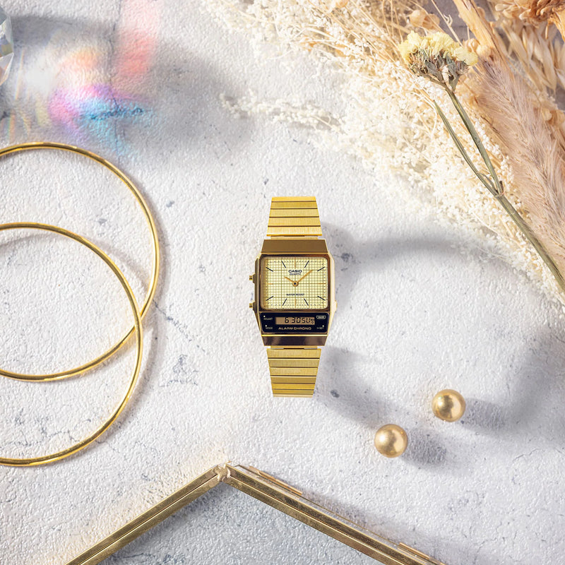 Casio Men's Gold Resin & Stainless Steel Watch | Aq-800eg-9a by i-watch