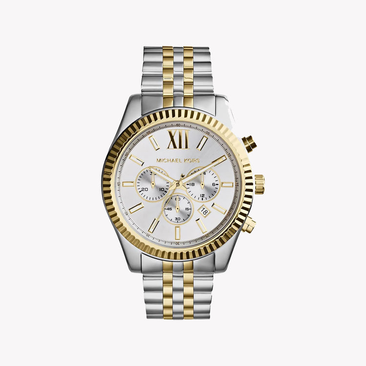 MICHAEL KORS MK8344 STRIKING TIMEPIECE - STYLISH MEN'S WATCH WITH SILVER-GOLD BAND