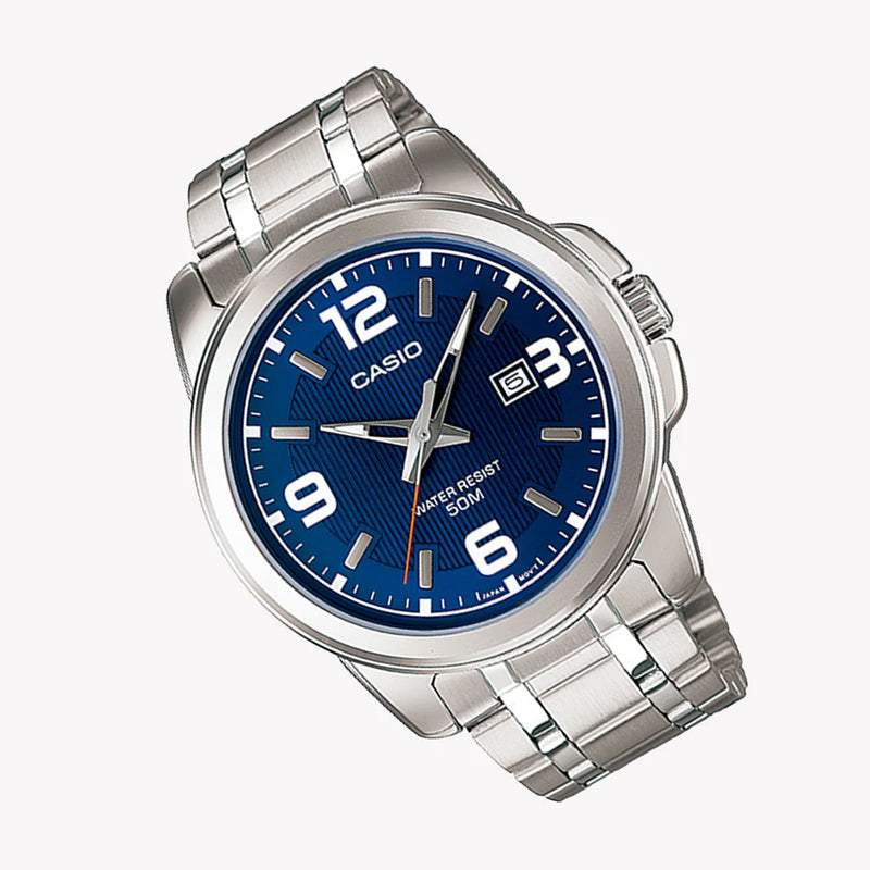 Casio Men's Silver Watch, Blue Dial | Mtp-1314d-2avdf by i-watch