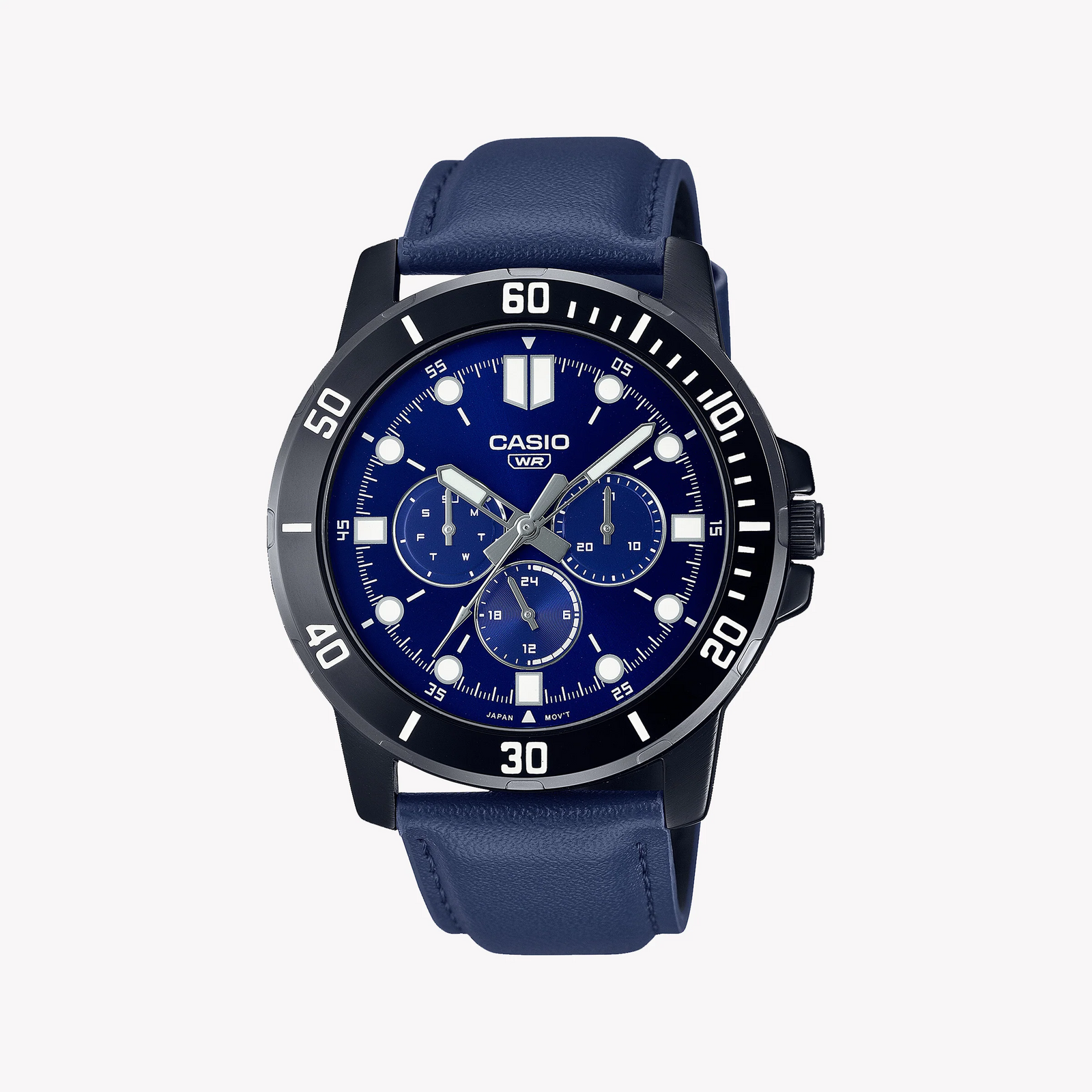 Casio Men's Black Stainless Steel, Blue Leather | Mtp-Vd300bl-2eudf by i-watch