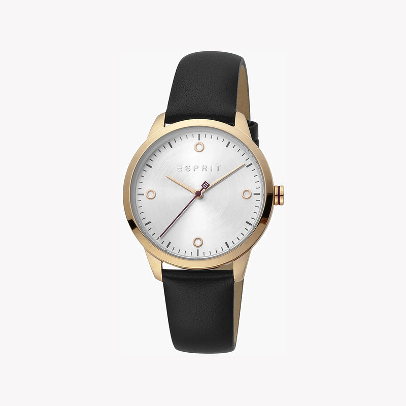 Esprit Women's Black Leather Watch, Silver Dial | Es1l112m0065 by i-watch