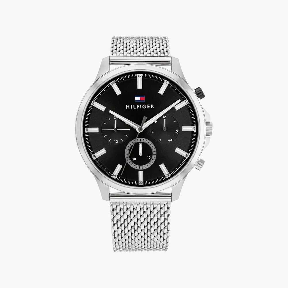 Tommy Hilfiger Men's Silver Stainless Steel, Black Dial | Ryder by i-watch
