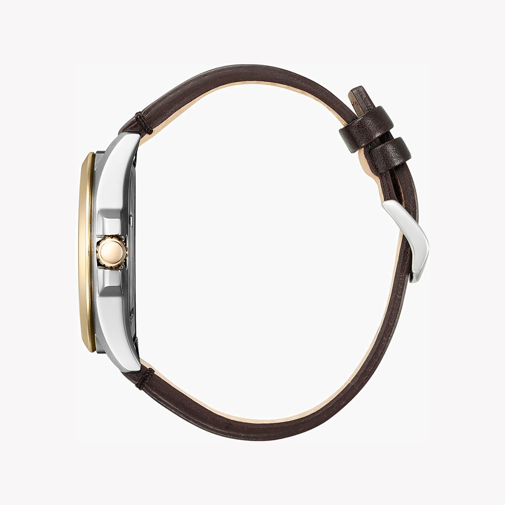 CITIZEN AW7056-11A DYNAMIC ELEGANCE - Eco-Drive Men's Watch with Silver Case & Brown Leather Band-i-Watch-2