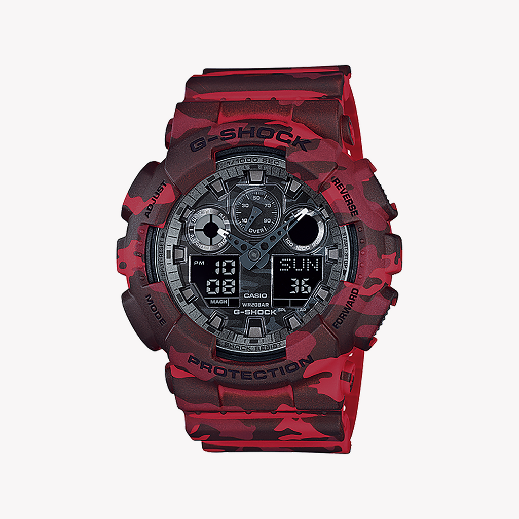 CASIO G-SHOCK GA100CM-4A BOLD RED FUSION - MEN'S TOUGH & STYLISH TIMEPIECE