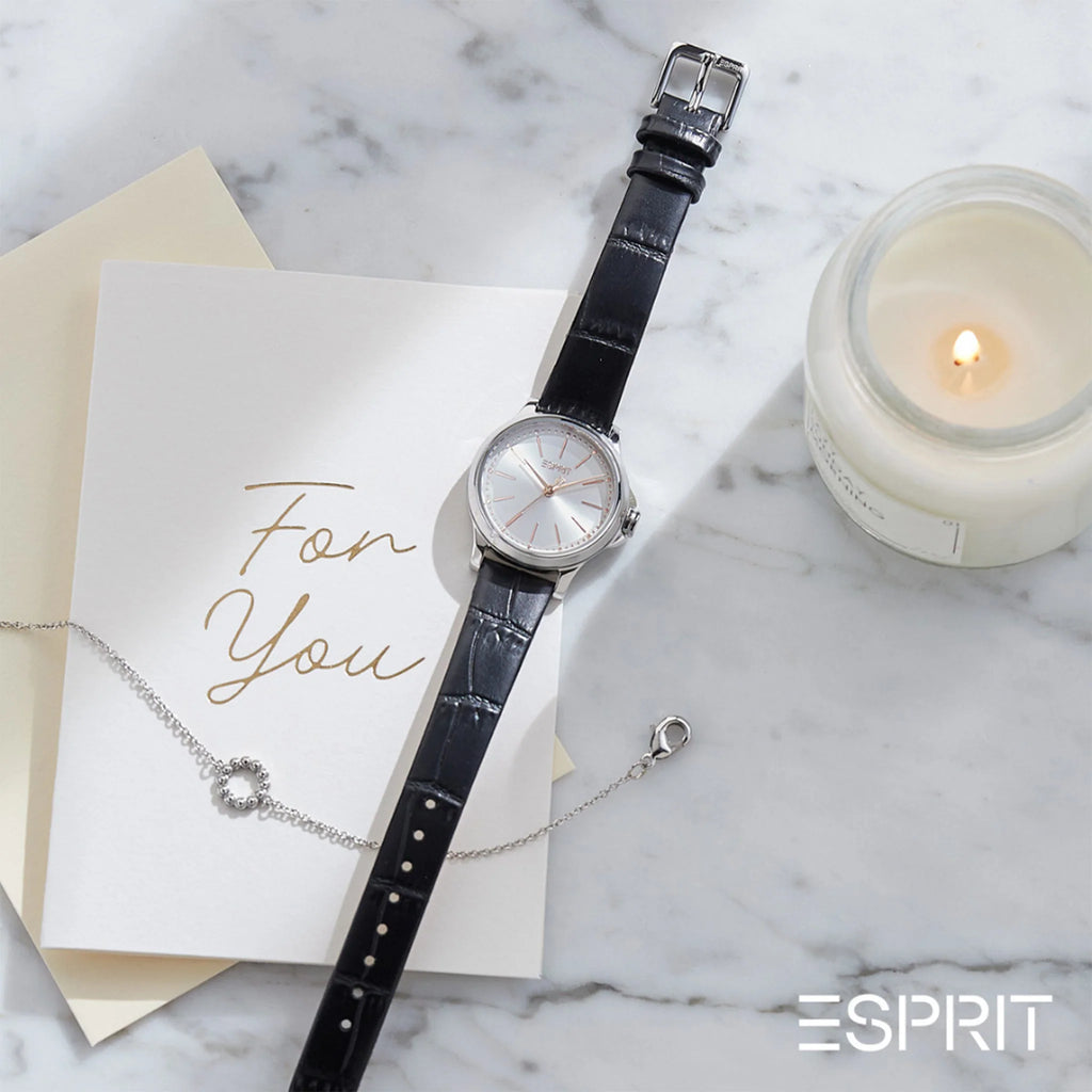 ESPRIT Women's Watch with Silver Stainless Steel Case and Black Leather Band-i-Watch-5