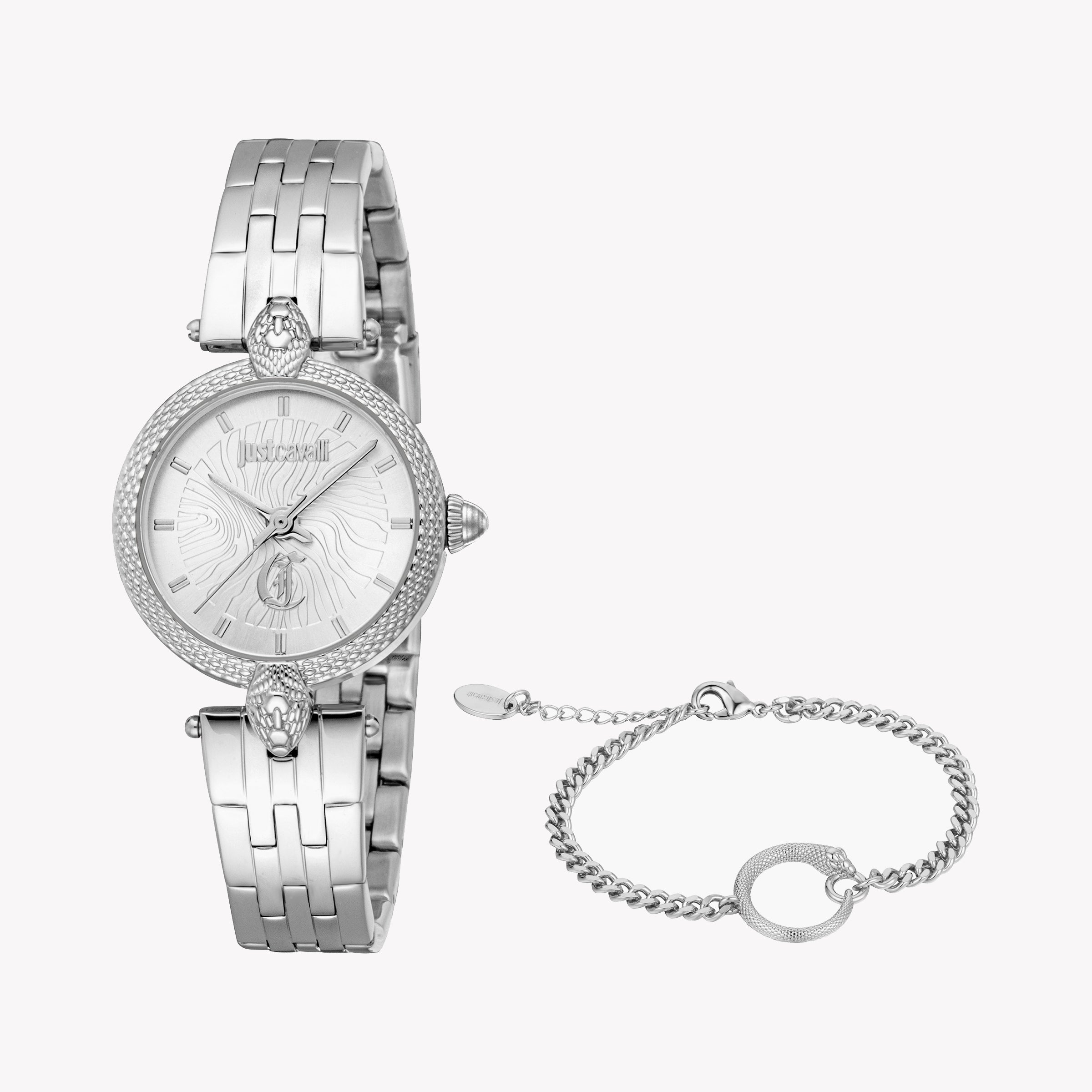 JUST CAVALLI JC1L330M0045 STUNNING SILVER TIMEPIECE - ELEGANCE REDEFINED FOR WOMEN