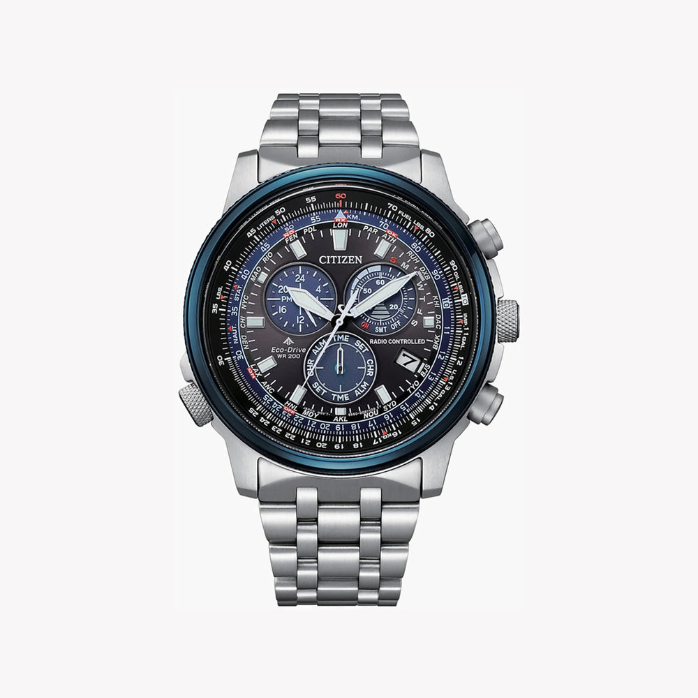 Citizen Men's Silver Stainless Steel Watch, Blue Dial | Cb5866-55e by i-watch