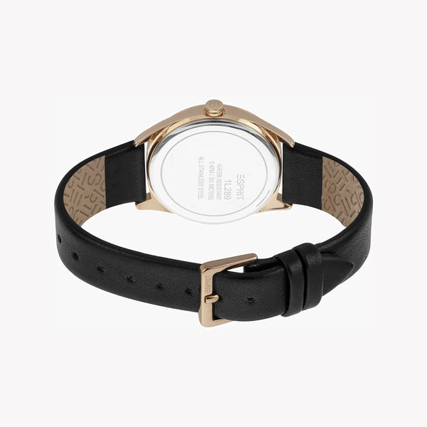 ESPRIT Women's Watch with Rose Gold Stainless Steel Case and Black Leather Band-i-Watch-4