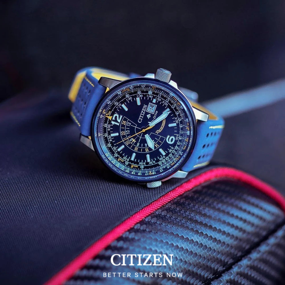 Citizen Eco-Drive Bj7007-02l - Bold Adventurer Series: Stylish Men's Watch With Blue Dial & Leather Band by i-watch