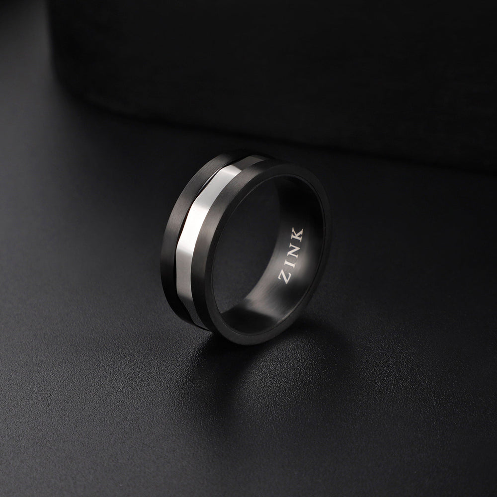 Zink Men's Black & Silver Stainless Steel Ring | Zjrg037s by i-watch