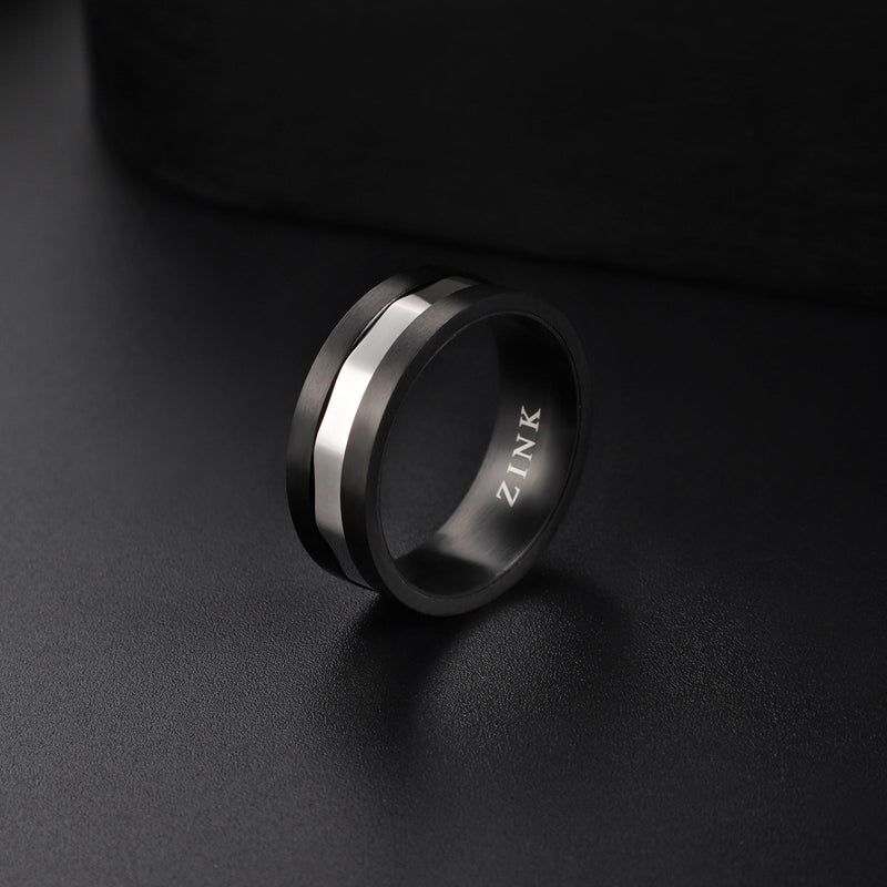 Zink Men's Black & Silver Stainless Steel Ring | Zjrg037s by i-watch