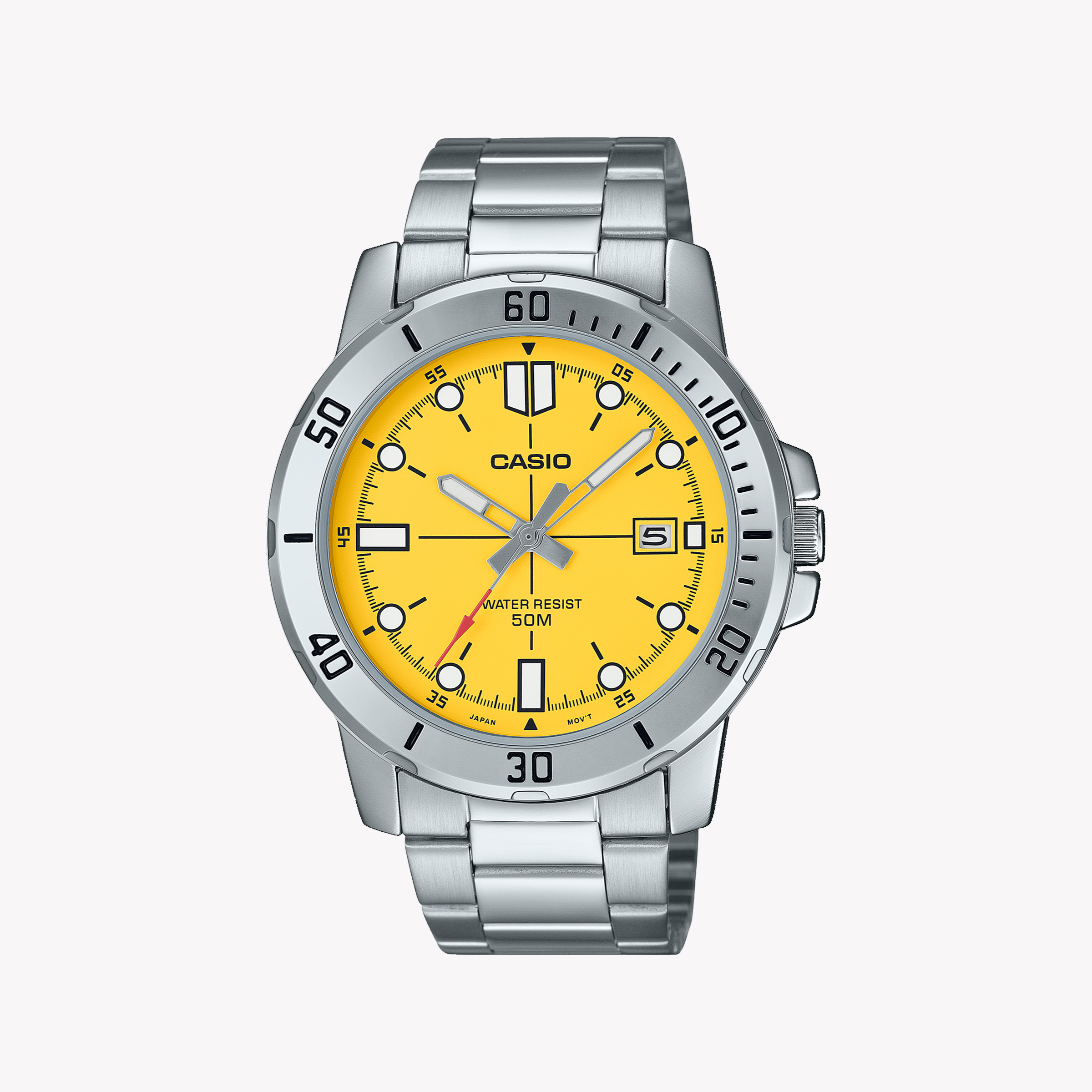 CASIO MTP-VD01D-9EVUDF - ELEGANT SPORTY TIMEPIECE WITH YELLOW DIAL & STAINLESS STEEL BAND