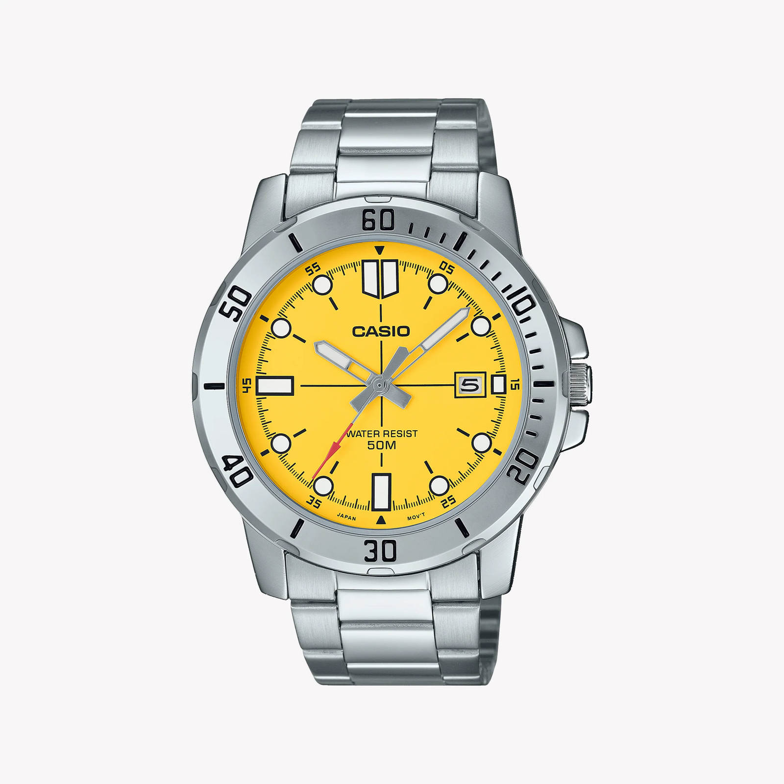 Casio Men's Silver Watch, Yellow Dial | Mtp-Vd01d-9evudf by i-watch
