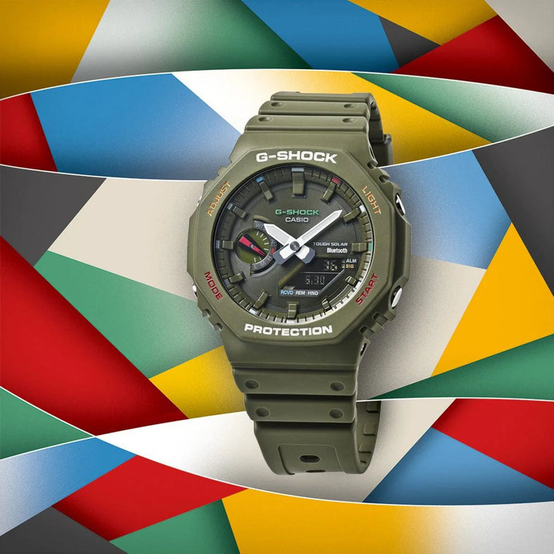 G-Shock Men's Olive Resin Watch, Tough Solar | Ga-B2100fc-3adr by i-watch