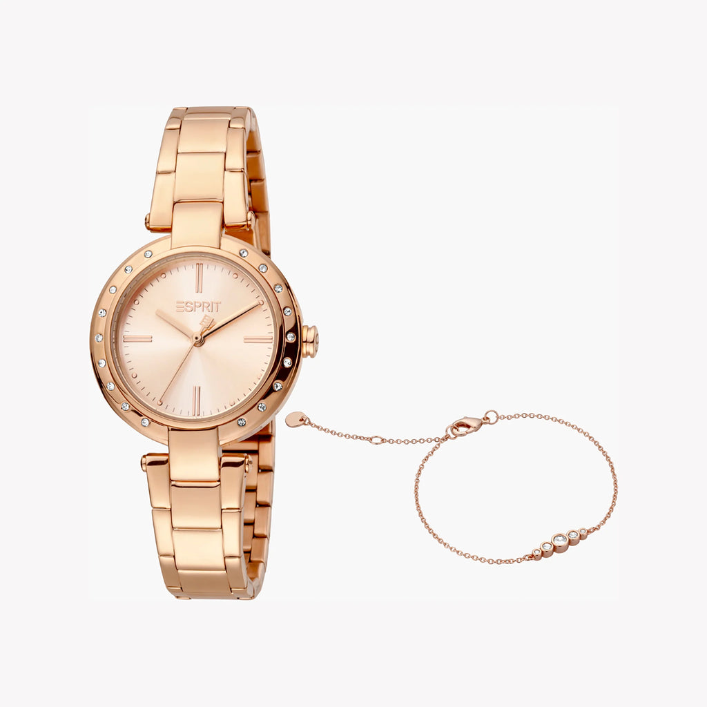 ESPRIT Women's Watch with Rose Gold Stainless Steel Case and Rose Gold Stainless Steel Band