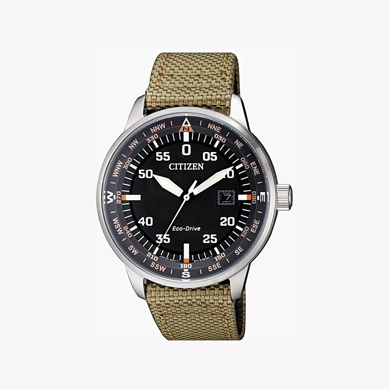 Citizen Bm7390-14e - Modern Rugged Elegance Men's Eco-Drive Watch With Olive Nylon Band by i-watch