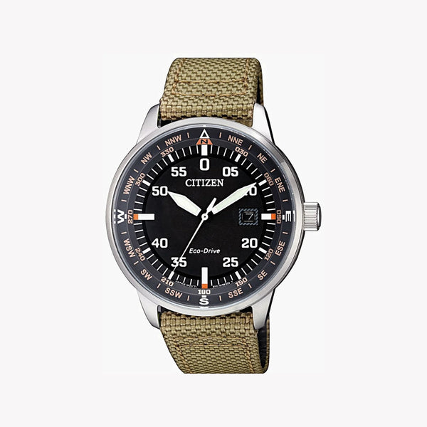 Citizen Bm7390-14e - Modern Rugged Elegance Men's Eco-Drive Watch With Olive Nylon Band by i-watch
