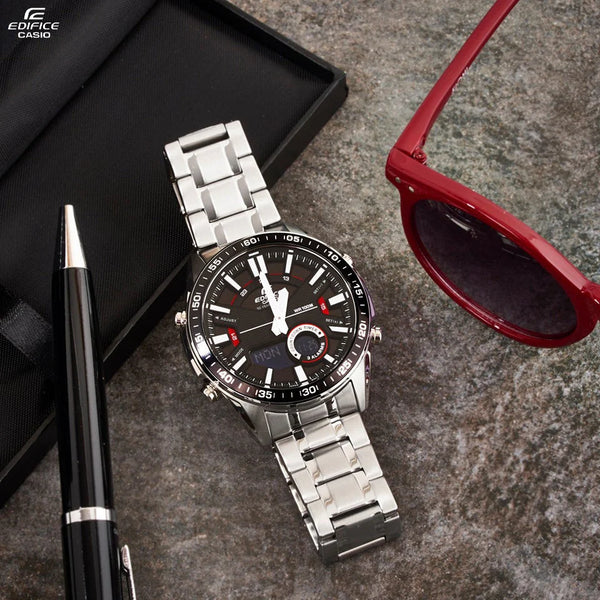 Casio Edifice Efv-C100d-1avdf - Sporty Elegance Men's Watch With Black Dial & Stainless Steel Band by i-watch