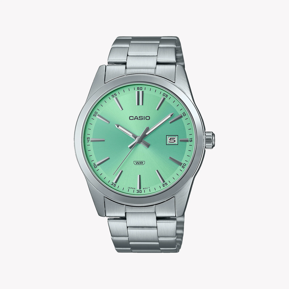 Casio Men's Stainless Steel Watch, Green Dial | Mtp-Vd03d-3a2 by i-watch