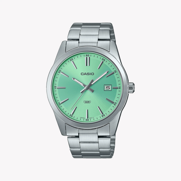 Casio Men's Stainless Steel Watch, Green Dial | Mtp-Vd03d-3a2 by i-watch