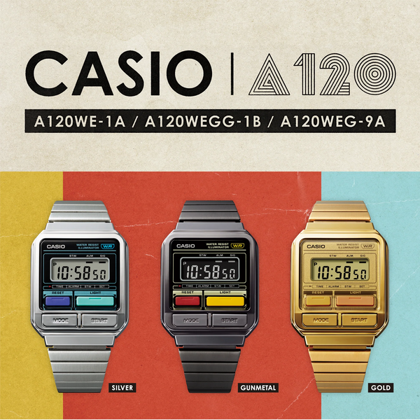Casio Men's Chrome Plated Resin, Black Dial | A120wegg-1b by i-watch