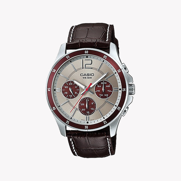 TIMEX MTP-1374L-7A1VDF - TIMELESS ELEGANCE MEN'S WATCH WITH LEATHER STRAP & QUARTZ MOVEMENT