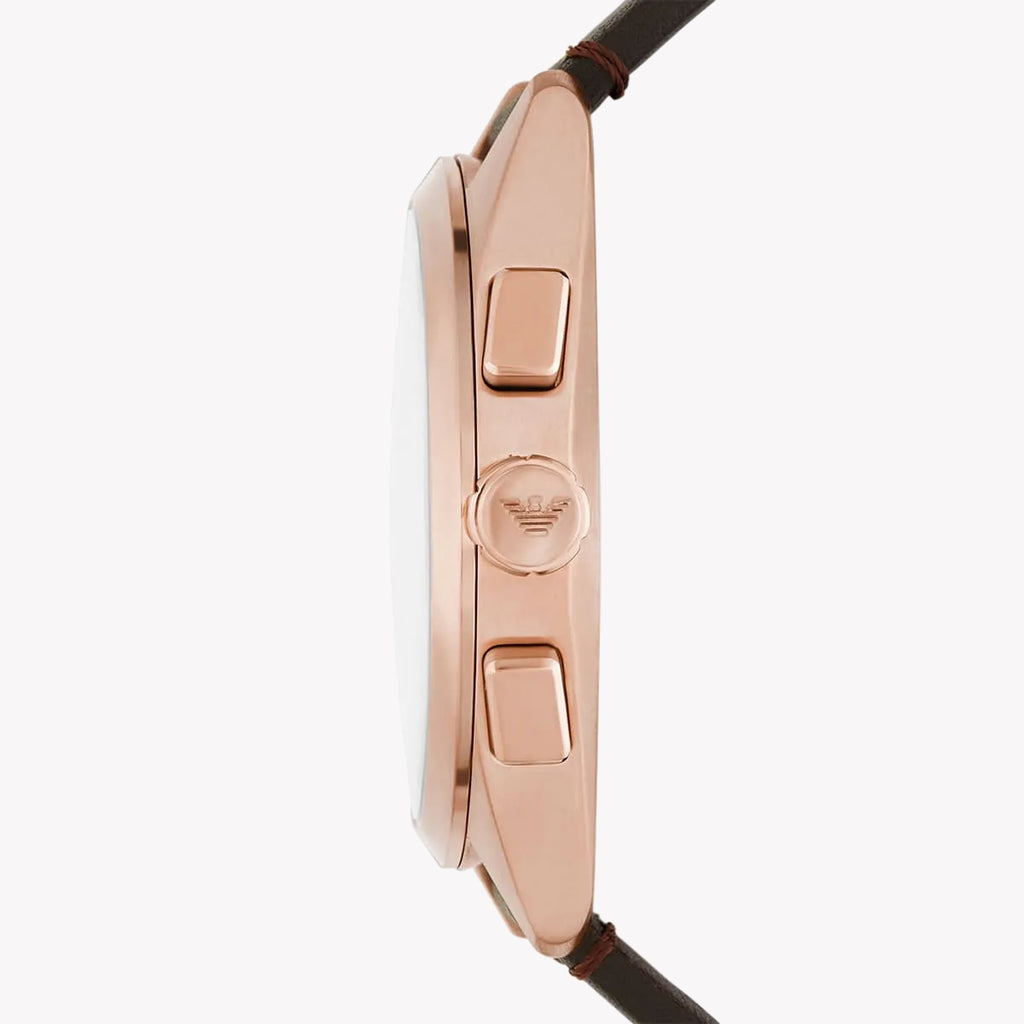 EMPORIO ARMANI AR11554 - ROSE GOLD POWERHOUSE MEN'S WATCH WITH BLUE DIAL & BLACK LEATHER BAND-i-Watch-2