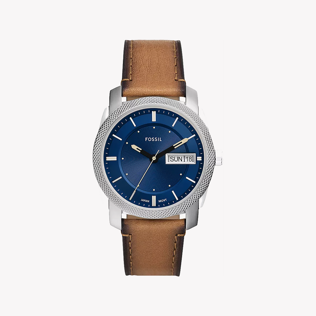 FOSSIL FS5920 TIMEKEEPER - ELEGANT BLUE DIAL & LEATHER STRAP MEN'S WATCH