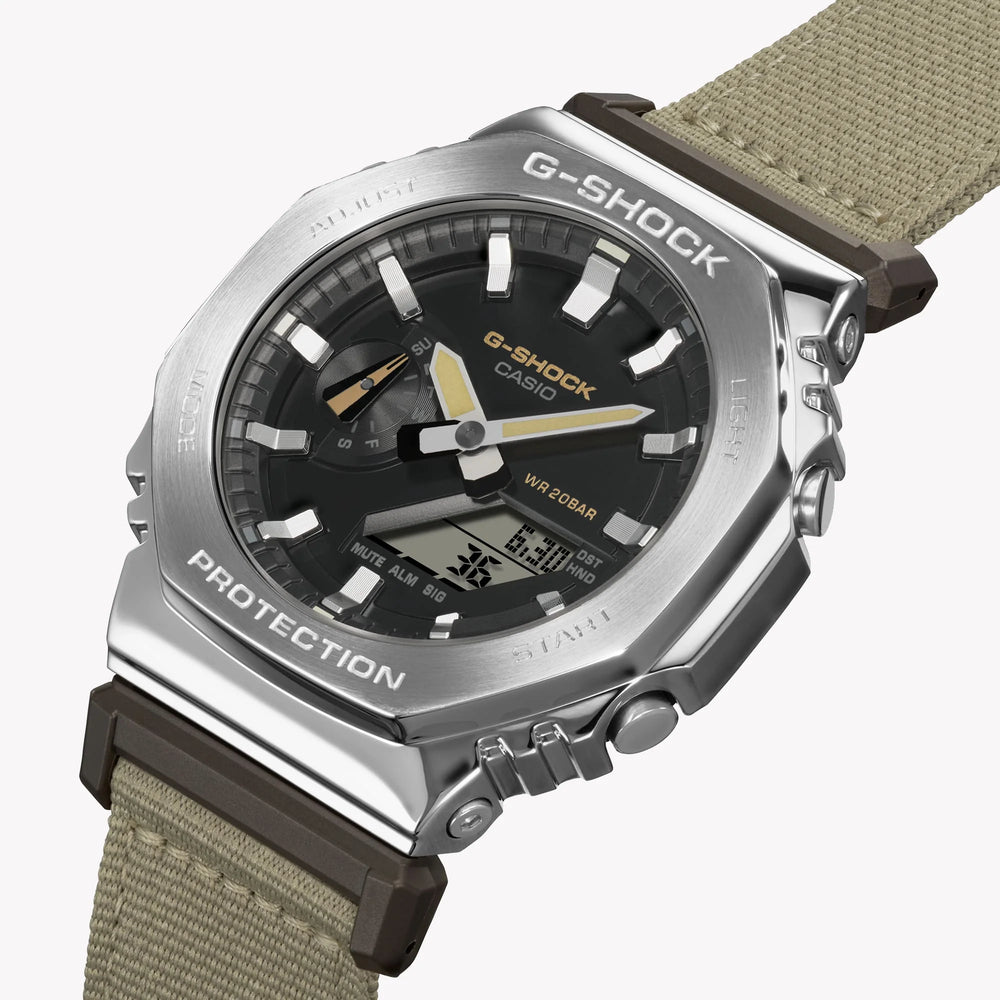 Casio Men's Silver & Tan Watch, Black Dial | Gm-2100c-5aer by i-watch