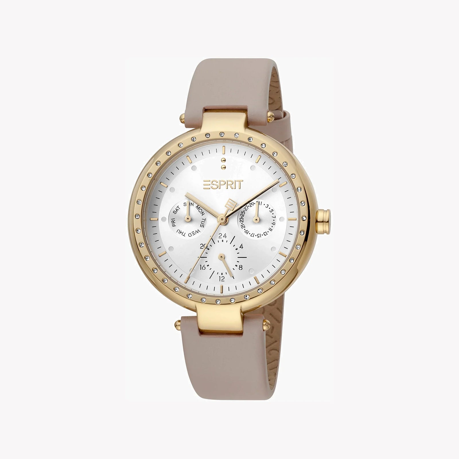 Esprit Women's Beige Leather Watch, Silver Dial | Es1l123m0015 by i-watch