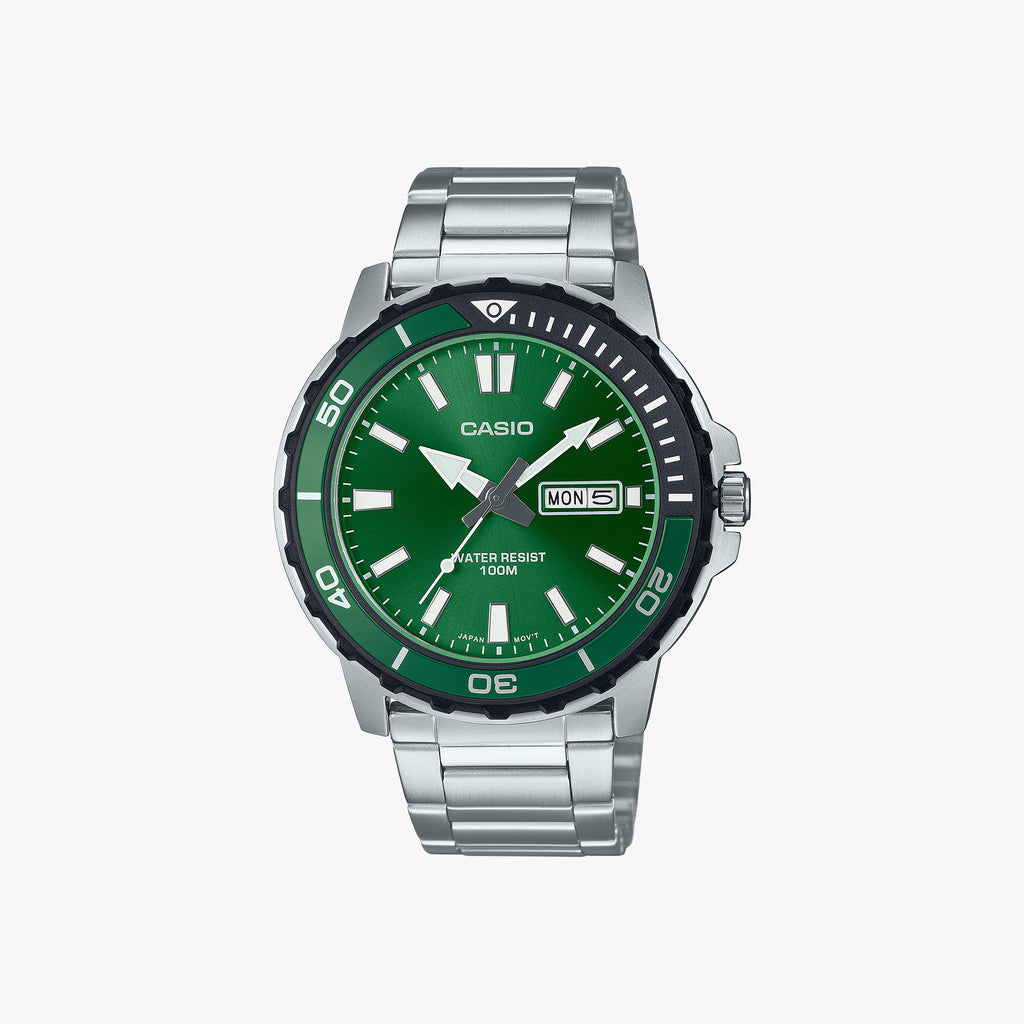 CASIO MTD-125D-3AV BOLD ADVENTURE - MEN'S SPORTY GREEN & SILVER TIMEPIECE