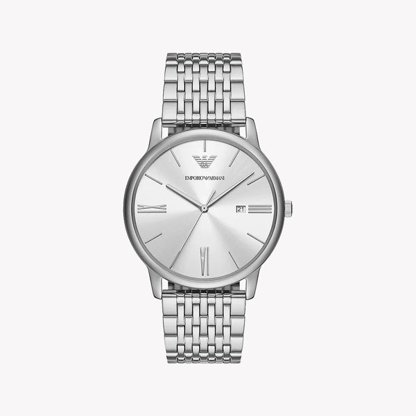 Emporio Armani Men's Silver Stainless Steel Watch, Silver Dial | Ar11599
