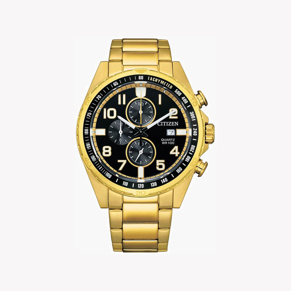 CITIZEN AN3652-55E - BOLD LUXURY CHRONOGRAPH MEN'S WATCH in Radiant Gold & Black Dial