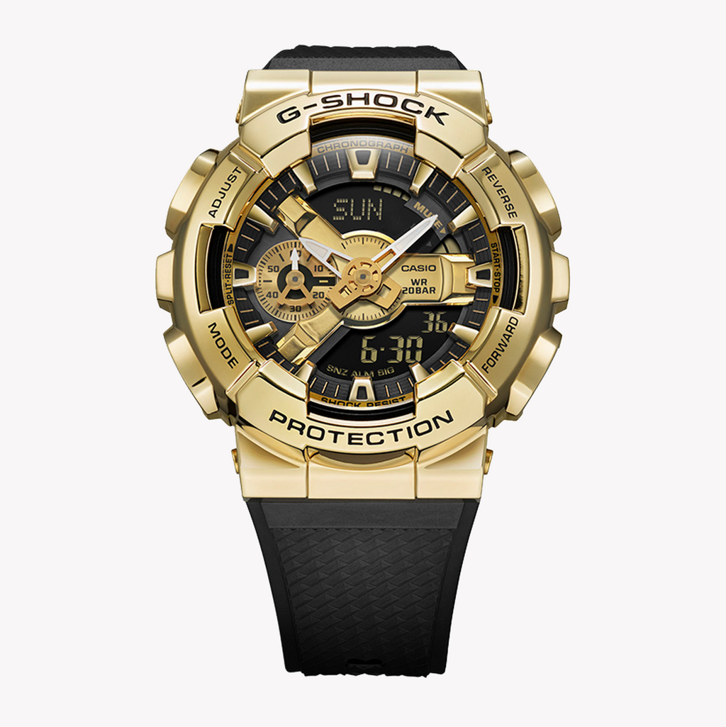CASIO G-SHOCK GM-110G-1A9DR - Montre pour homme BOLD GOLD ADVENTURER avec bracelet en résine noire