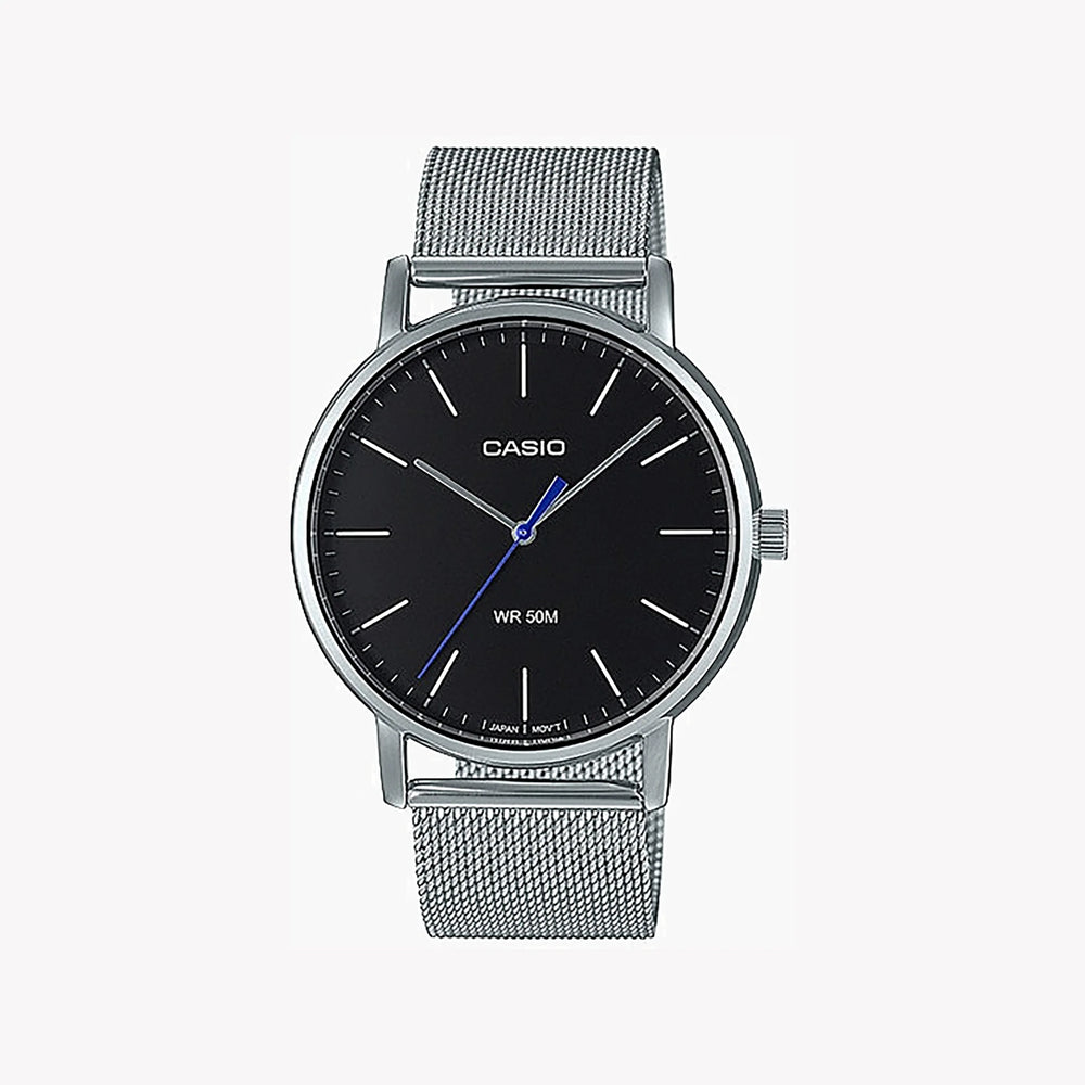 Casio Mtp-E171m-1evdf Bold & Versatile - Men's Stainless Steel Watch With Black Dial & Mesh Band by i-watch
