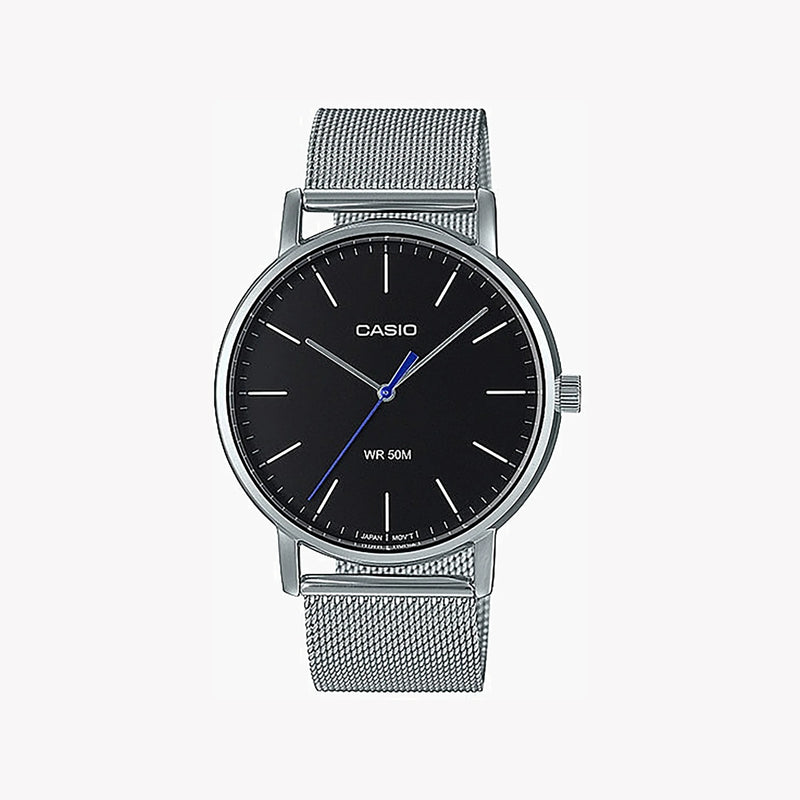Casio Mtp-E171m-1evdf Bold & Versatile - Men's Stainless Steel Watch With Black Dial & Mesh Band by i-watch