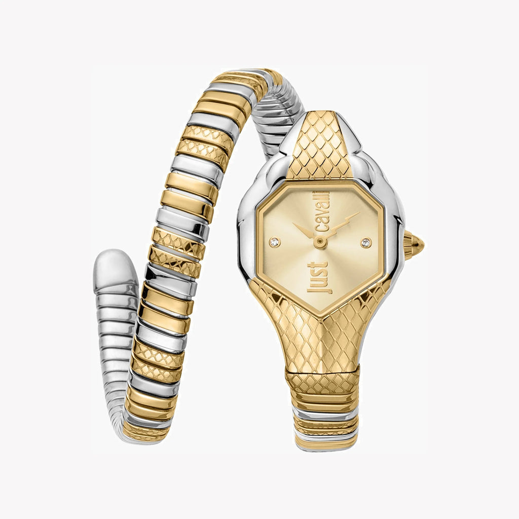 JUST CAVALLI Women's Watch with Silver & Gold Stainless Steel Case and Silver & Gold Stainless Steel Band