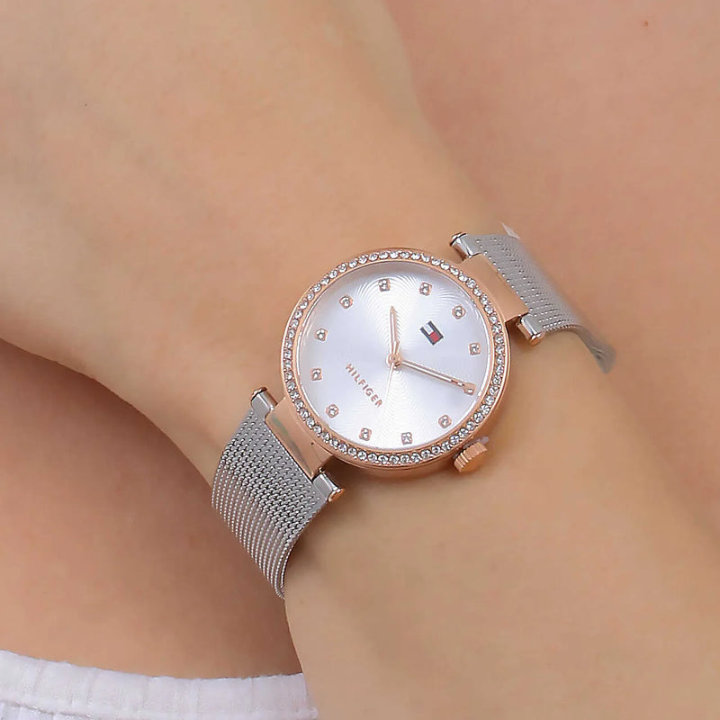 Tommy Hilfiger Women's Rose Gold Watch, Silver Band | 1782506 by i-watch