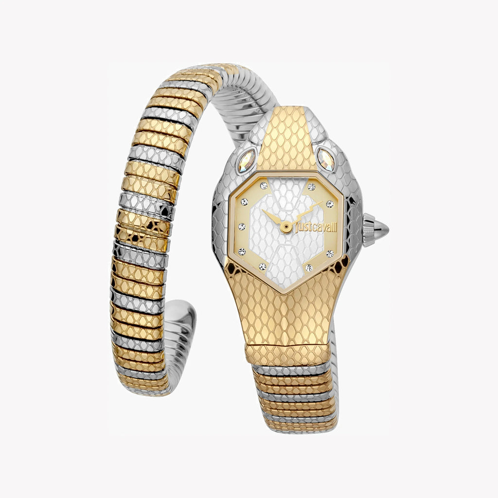 JUST CAVALLI Women's Watch with Silver & Gold Stainless Steel Case and Silver & Gold Stainless Steel Band