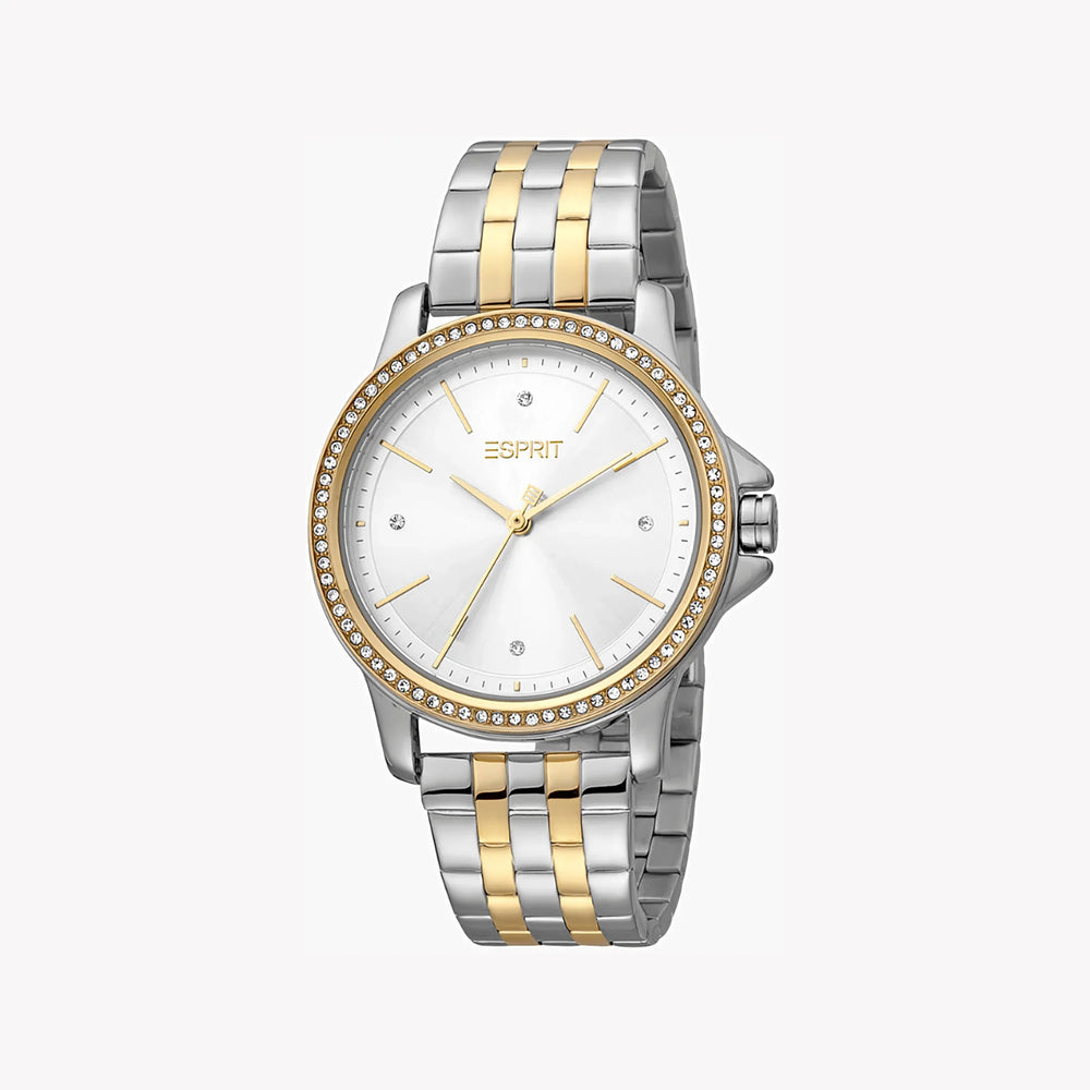 Esprit Women's Silver & Gold Stainless Steel Watch, Silver Dial | Es1l034m0025 by i-watch