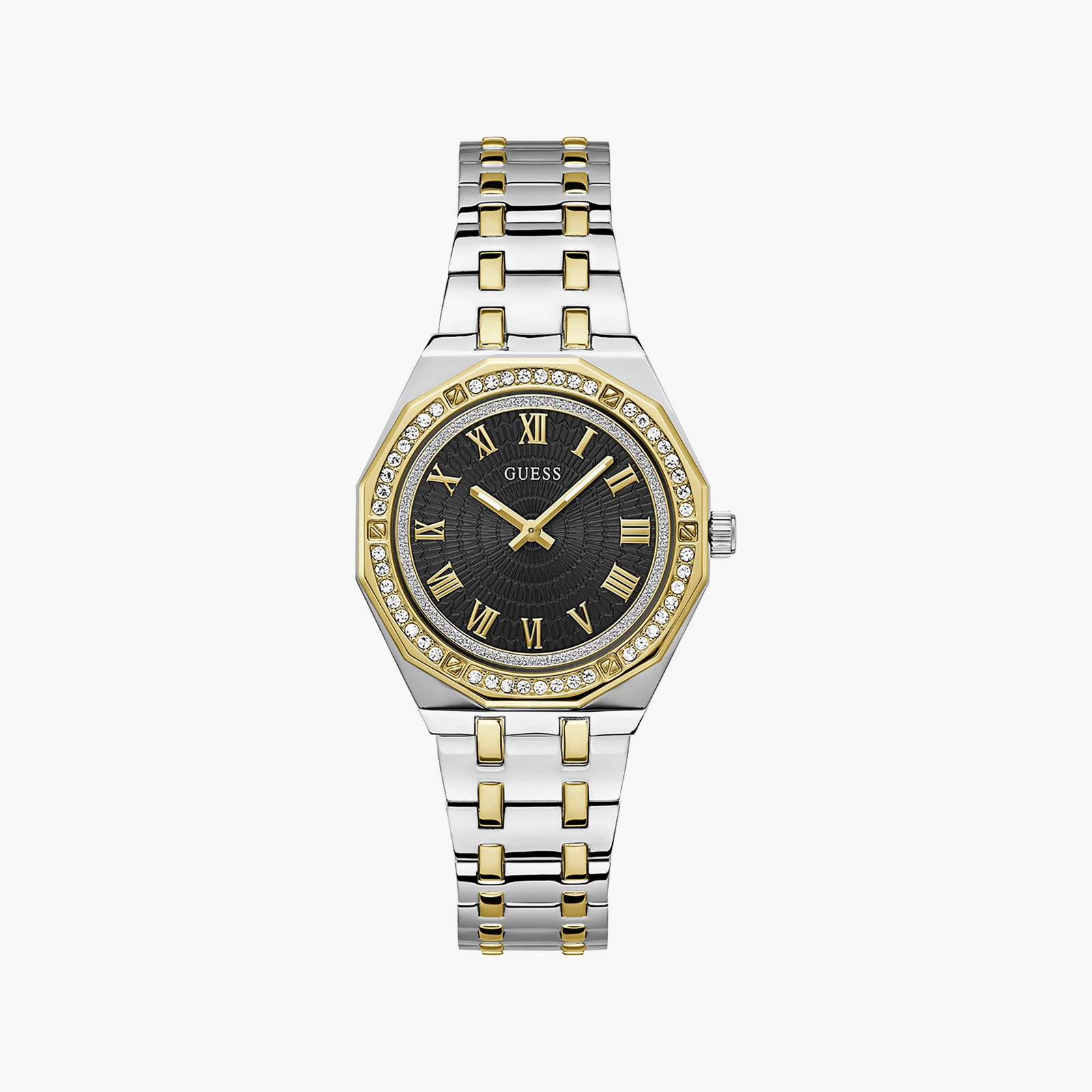 Guess Watches Women's Silver/Gold Timepiece, Black Dial | Gw0770l4 by i-watch