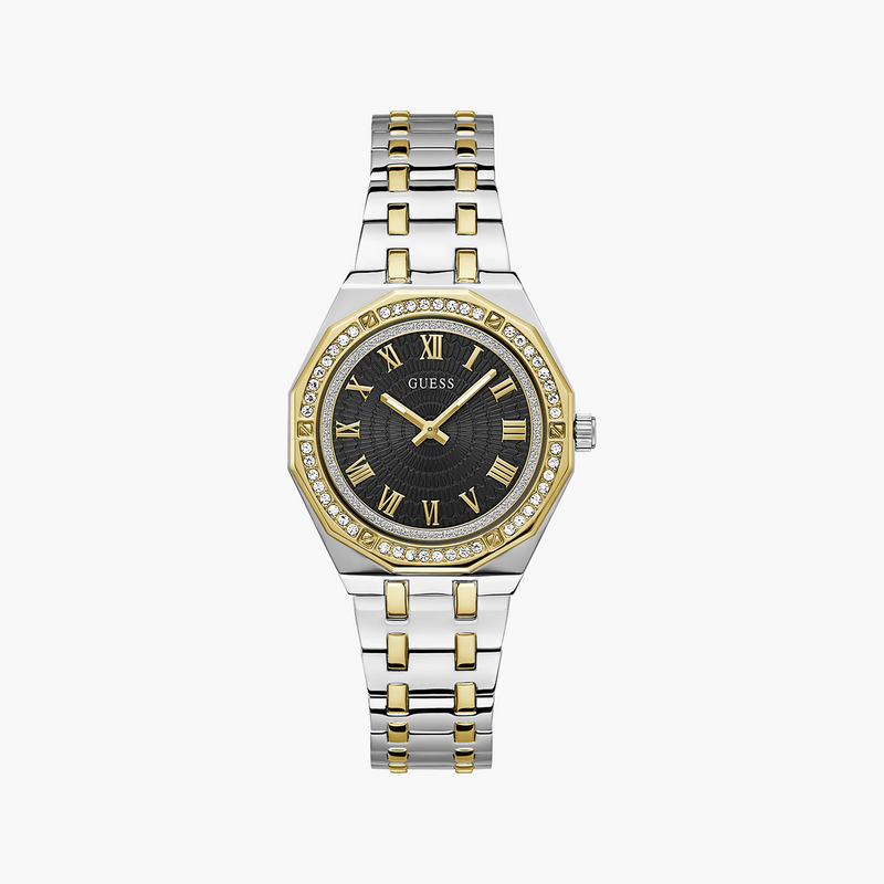 Guess Watches Women's Silver/Gold Timepiece, Black Dial | Gw0770l4 by i-watch