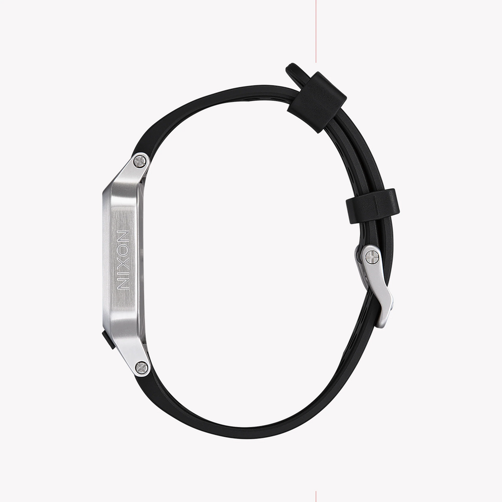 Nixon Men's Black Rubber Watch, Silver Silicone Band | A1320-130 by i-watch
