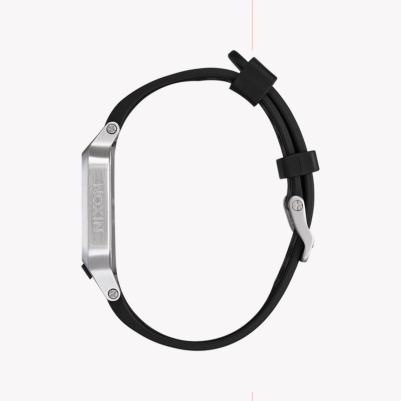Nixon Men's Black Rubber Watch, Silver Silicone Band | A1320-130 by i-watch