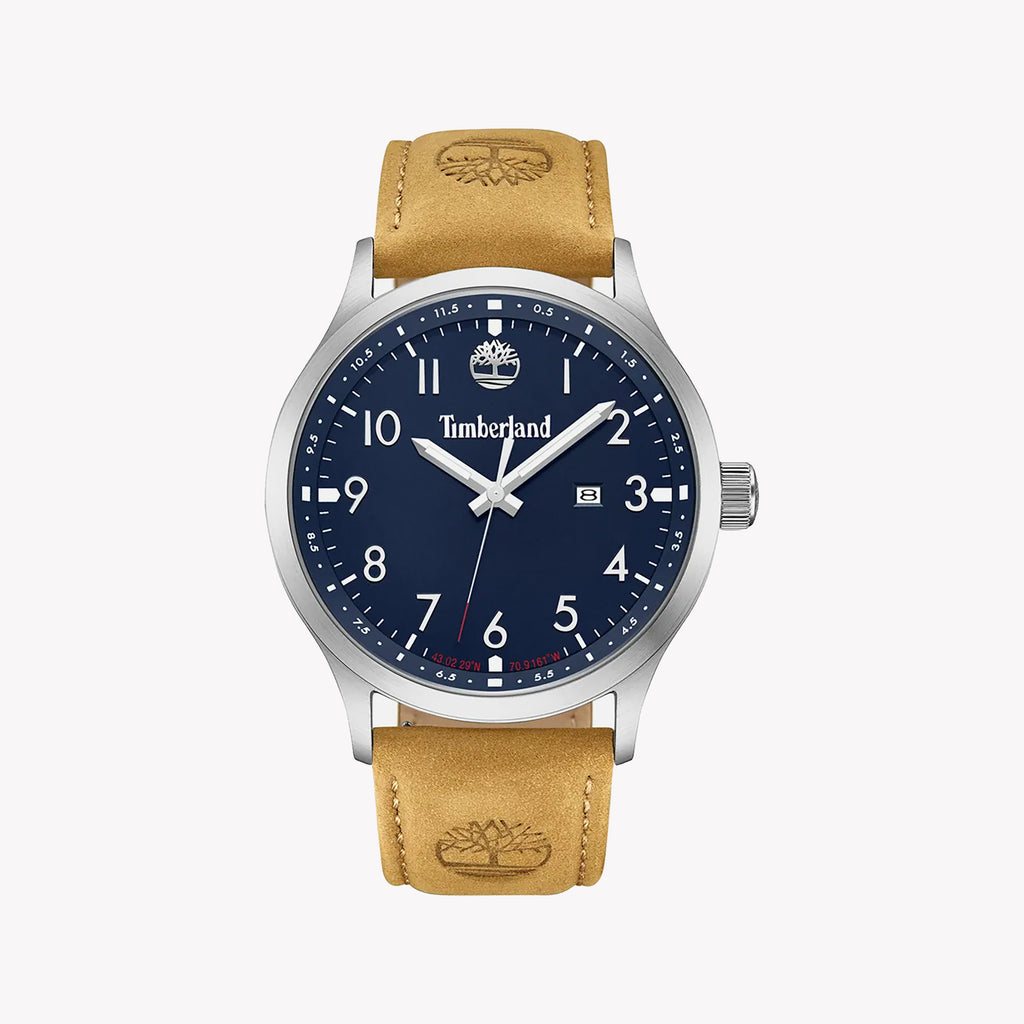 TIMBERLAND TDWGB0010103 - RUGGED ADVENTURER MEN'S WATCH with Brown Leather Band & Bold Blue Dial